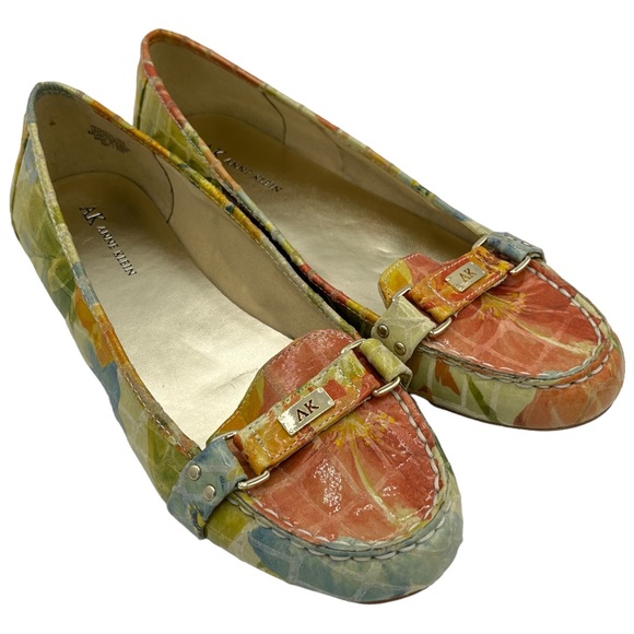 Anne Klein Miliah Leather Pastel Floral Loafers - Picture 2 of 11